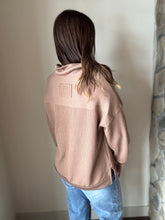 Load image into Gallery viewer, latte ribbed quarter zip