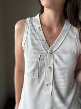 Load image into Gallery viewer, oatmeal button waffle tank
