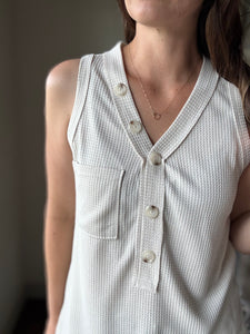 oatmeal button waffle tank