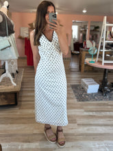 Load image into Gallery viewer, betsy white polka dot midi dress