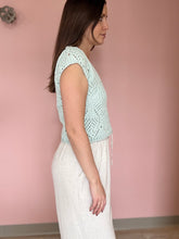 Load image into Gallery viewer, turquoise crochet top