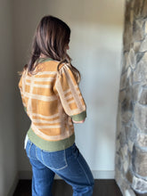 Load image into Gallery viewer, THML gold + green plaid half sleeve sweater