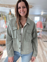 Load image into Gallery viewer, vintage wash sage twill jacket