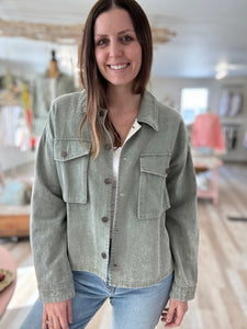 vintage wash sage twill jacket