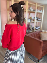 Load image into Gallery viewer, red off shoulder sweatshirt