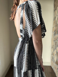 black + white maxi dress