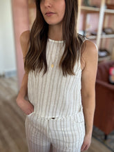 Load image into Gallery viewer, white+stone twist linen top
