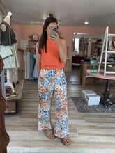 Load image into Gallery viewer, blue + orange floral wide leg pant