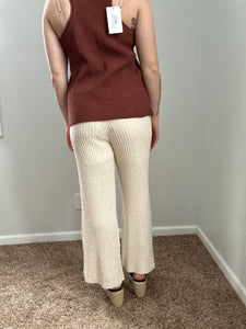 natural sweater knit ribbed pant