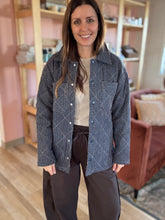 Load image into Gallery viewer, navy + red heirloom plaid quilted jacket