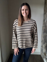 Load image into Gallery viewer, taupe + black stripe sweater