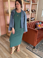 Load image into Gallery viewer, hunter green ribbed tank dress