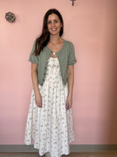 Load image into Gallery viewer, cream, sage + yellow midi dress