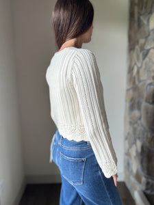 ivory tie front cotton cardigan