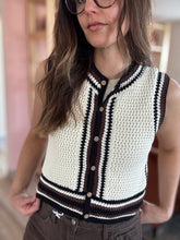 Load image into Gallery viewer, cream, brown + black cotton knit tank