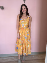 Load image into Gallery viewer, yellow + blue floral midi dress | S-3XL