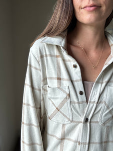 ultra soft cream plaid button down flannel