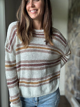 Load image into Gallery viewer, white rose striped relaxed sweater