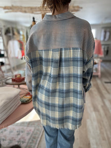 blue mixed plaid flannel