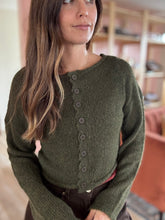 Load image into Gallery viewer, moody olive fuzzy cardigan
