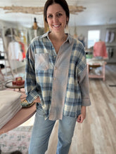 Load image into Gallery viewer, blue mixed plaid flannel