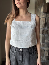 Load image into Gallery viewer, white eyelet cropped tank