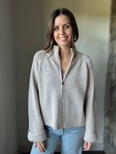 Load image into Gallery viewer, natural two-tone zip-up cardigan