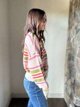 Load image into Gallery viewer, THML olive + pink stripe sweater