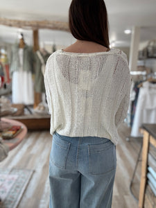 white open knit cardigan