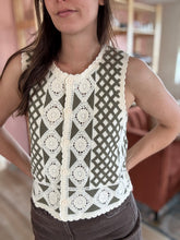 Load image into Gallery viewer, olive + natural crochet vest
