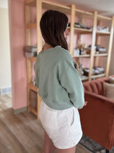 Load image into Gallery viewer, abbie sage off shoulder sweatshirt