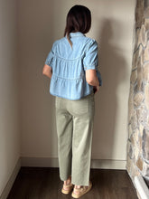 Load image into Gallery viewer, denim tiered collared top