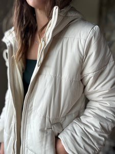 ecru midi hooded jacket