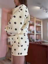 Load image into Gallery viewer, missy butter yellow + brown polka dot shorts