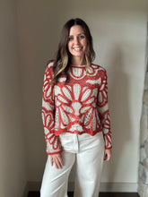 Load image into Gallery viewer, rust+cream crochet top