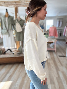 easy days off white button down cardigan