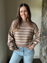 Load image into Gallery viewer, camel + oat stripe mock neck