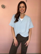 Load image into Gallery viewer, soft blue notch sweater tee