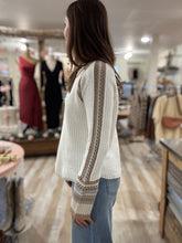 Load image into Gallery viewer, ivory mixed crochet raglan sweater