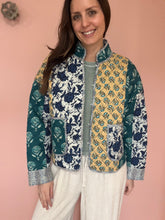 Load image into Gallery viewer, THML blue patchwork quilted jacket