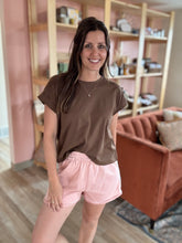 Load image into Gallery viewer, rose french terry stripe shorts
