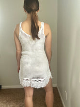 Load image into Gallery viewer, white crochet fringe dress+cover up