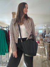 Load image into Gallery viewer, black pleated soft vegan leather hobo bag - 2 in 1!