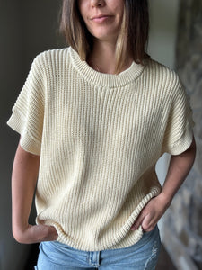 buttercream short sleeve relaxed sweater