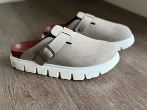 taupe boston chunky clog