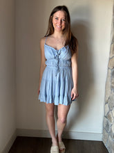 Load image into Gallery viewer, icy blue tie front tiered dress