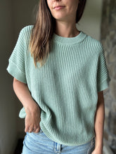Load image into Gallery viewer, dusty mint short sleeve relaxed sweater
