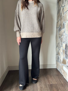 hustle knit black wide leg pants