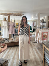 Load image into Gallery viewer, black+cream checkered crochet vest