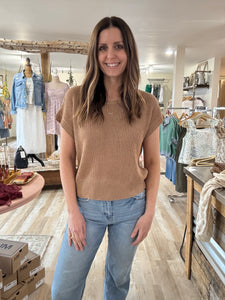 coffee short sleeve lightweight sweater
